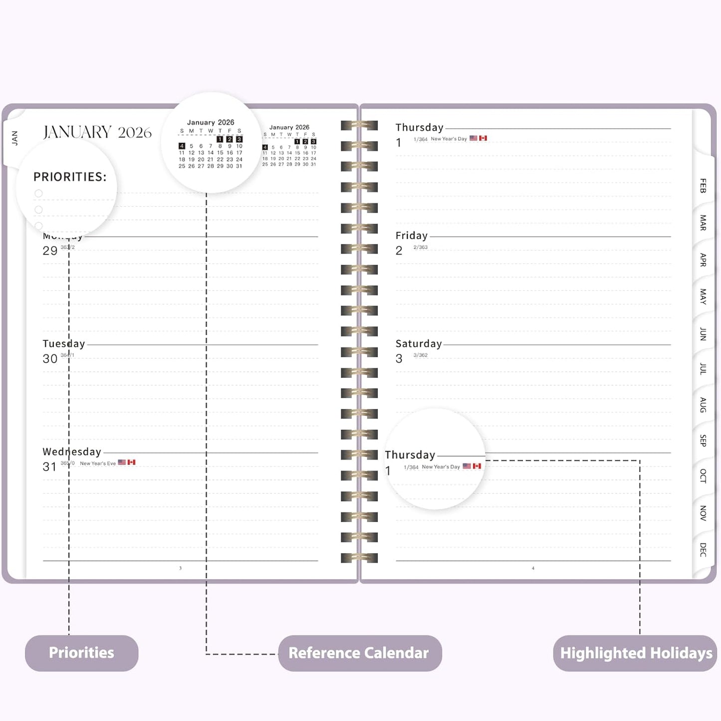 Planner 2026-2027, Weekly and Monthly Academic Year Calendar Planner, July 2026 - June 2027, Daily Agenda Book for Office School Supplies, A5(6.3'' x 8.5'')