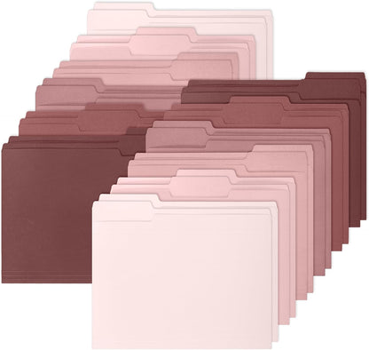 Whaline 24 Pack Dusty Blue File Folders Letter Size 6 Colors Gradient Blue File Pockets with 1/3 Cut Tab for Home Office Classroom Supplies, 8.9 x 11.6 Inch