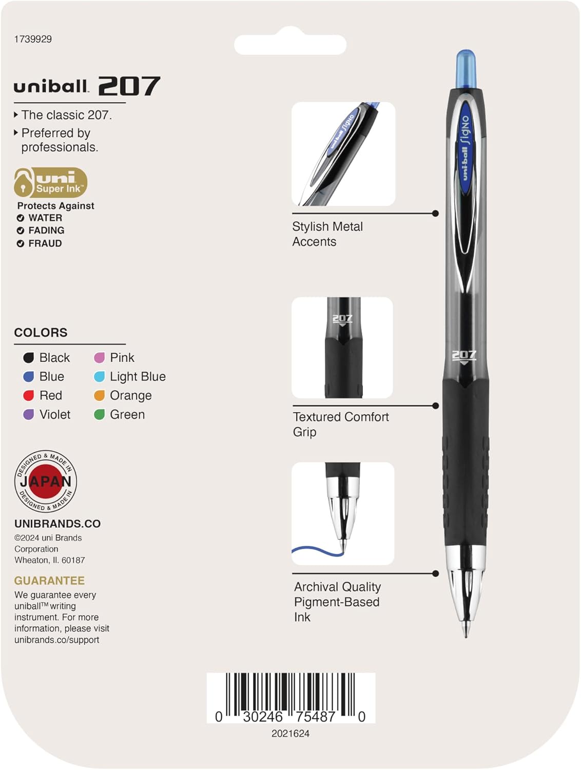 uniball 207 Plus+ Retractable Gel Pens, Medium Point (0.7mm), Black, 4 Pack