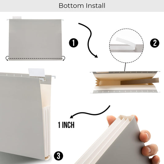 Y YOMA Letter Size - 24 Pack Extra Capacity Hanging File Folders Accordion Decorative File Folder Cute Colored Hanging Folder Organizer for Office Home with 1/5-Cut Adjustable Tabs, Mocha Color