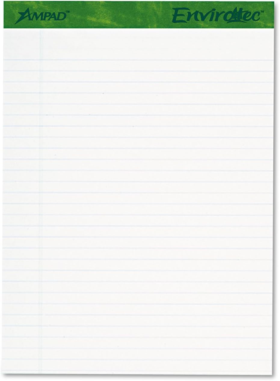 Earthwise by Ampad 40102 Recycled Writing Pad, 8 1/2 x 11 3/4, WE, 40 Sheets (Pack of 4)
