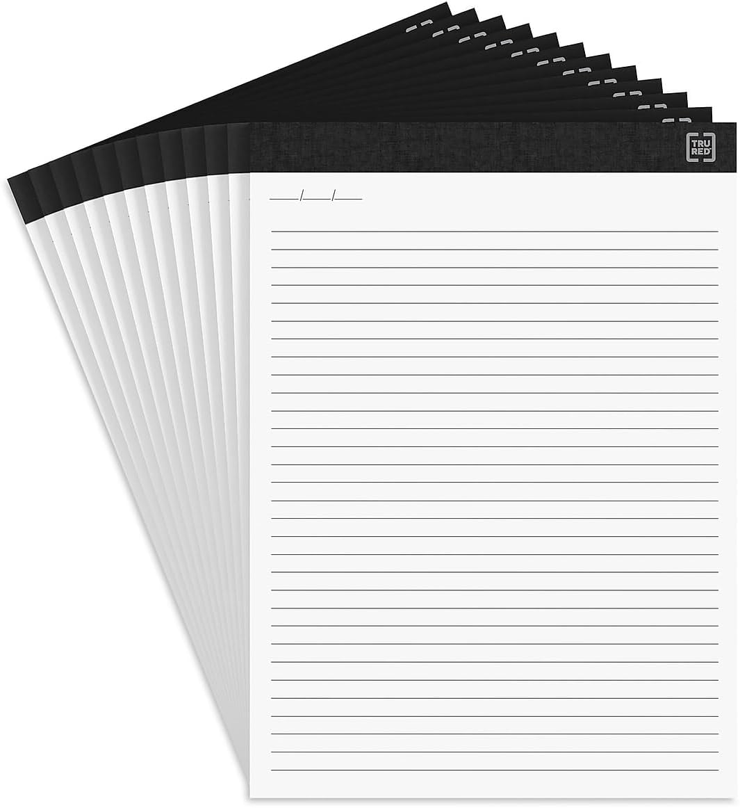 TRU RED Notepads, 8.5” x 11.75”, Narrow Ruled, Ivory, Perforated, 12‑Pack