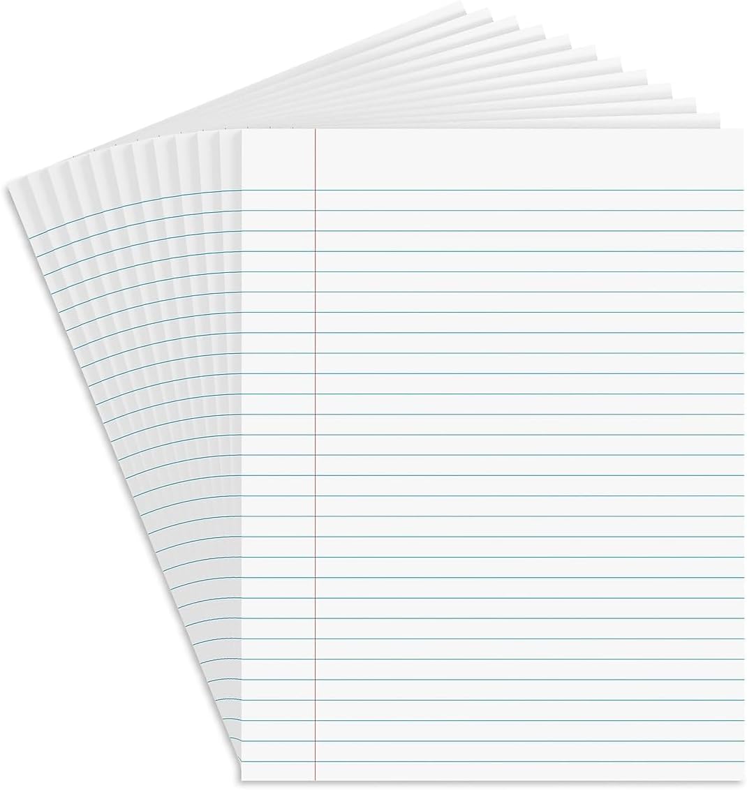 STAPLES Notepads, 8.5” x 11”, Wide Ruled, White, 50 Sheets/Pad, 12‑Pack