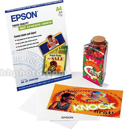 Epson Photo Quality Self-Adhesive Paper, 8.3x11.7 Inches 10 Sheets, (S041106), White
