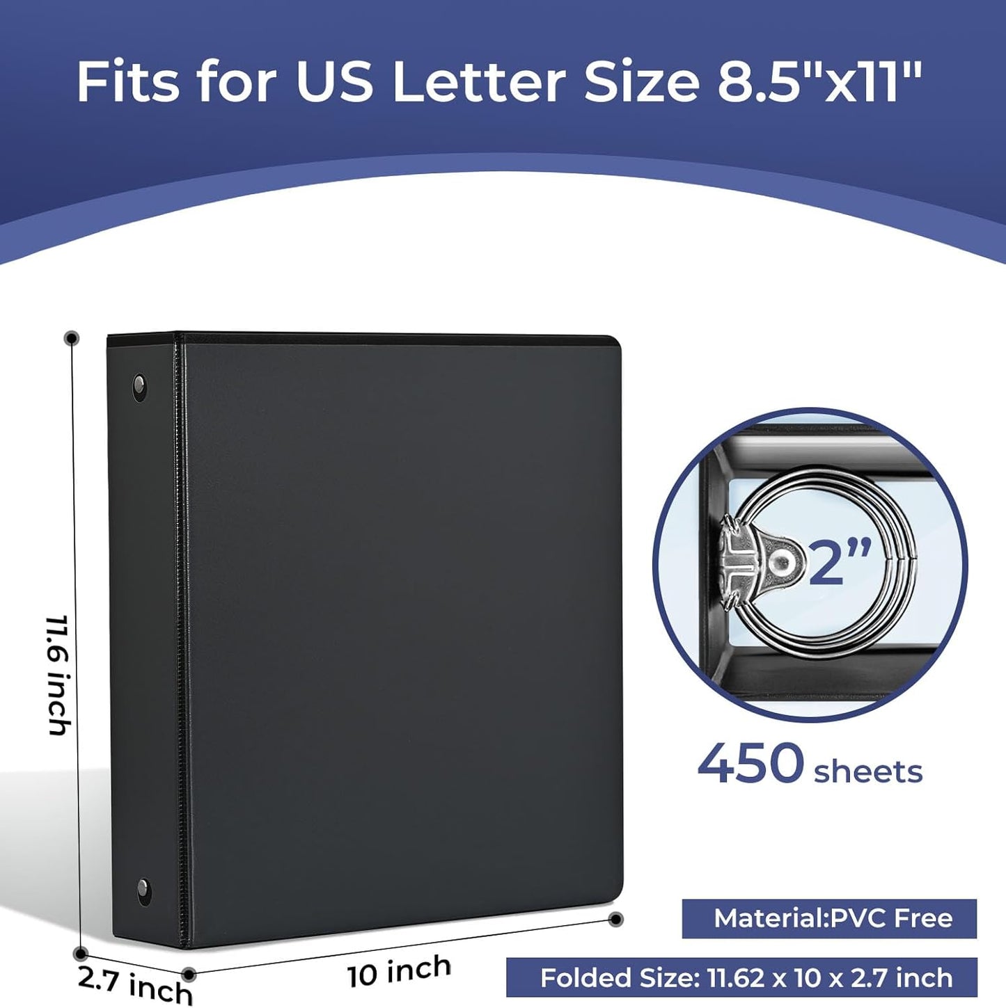 1.5-Inch 3-Ring Binder with Pockets, 1-1/2’’ Premium View Binders with Three Ring Binders Holds up to 325 Sheets US Letter Size, Bulk Pack of 6, Perfect for Home, Office, and School (1.5-inch) White