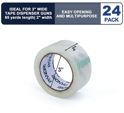 PANDRI Clear Packing Tape, 24 Rolls Heavy Duty Packaging Tape for Shipping Packaging Moving Sealing, 1.88 inches Wide, 65 Yards Per Roll, Total 1560 Yards