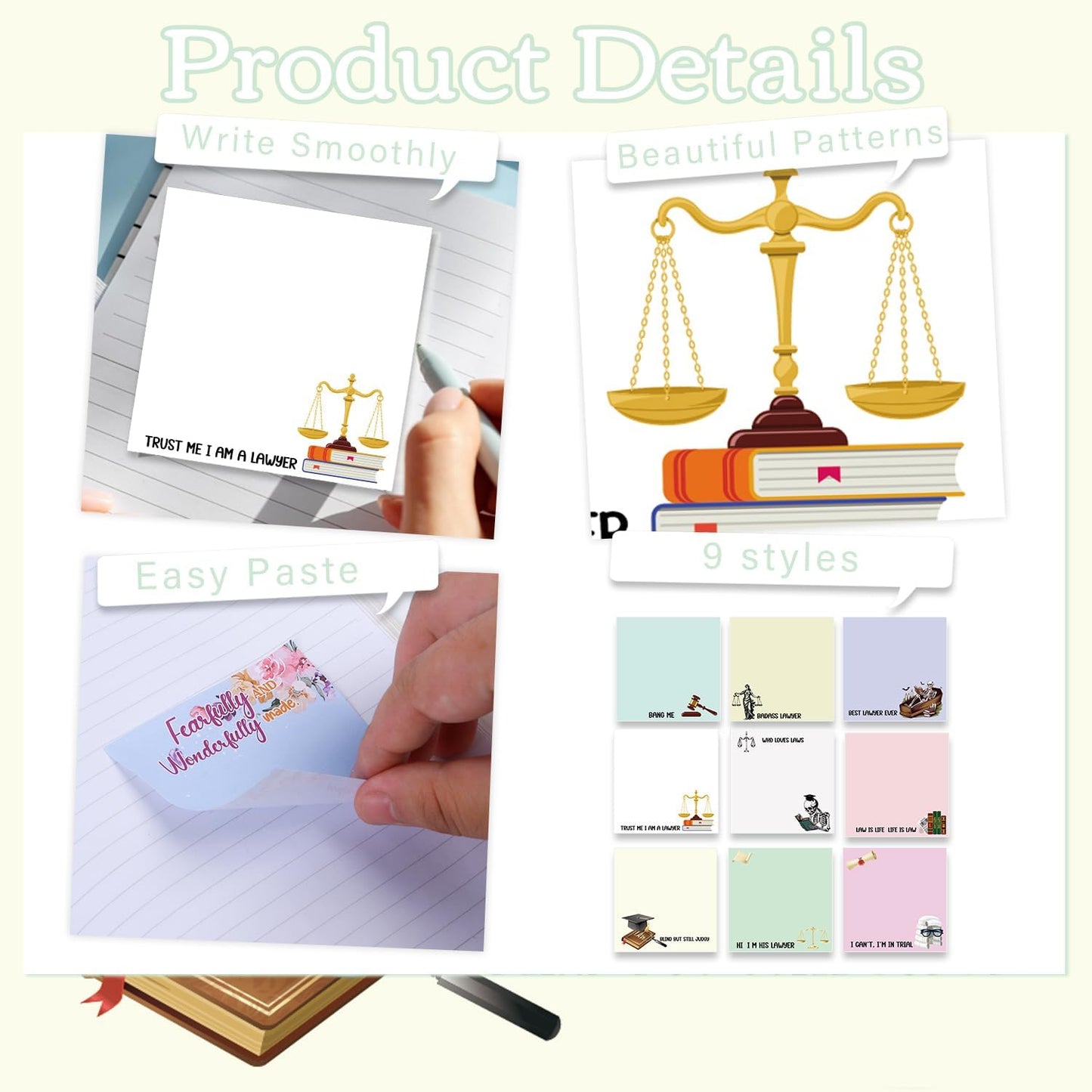 Inspirational Sticky Notes Gifts - 9 Pack Funny Positive Quotes Notepads 3x3 Inches, Fun Motivational Self-Adhesive Memo Pads Office Study Supplies for Friends Coworkers (450 Sheets)