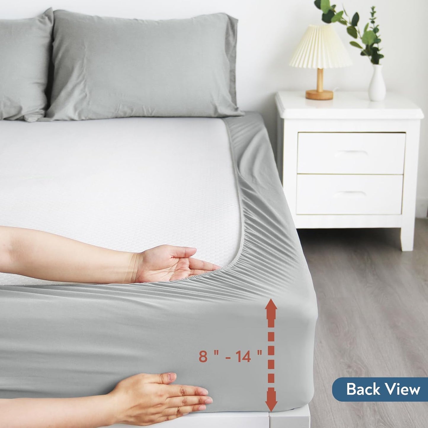 Magik & Kover Twin Mattress Protector Waterproof Cover 2 Pack, Waterproof Bed Twin Fitted Sheet Only, Machine Washable Deep Pocket Single Size Mattress Cover for Kids with Elastic Rubber Band, Grey