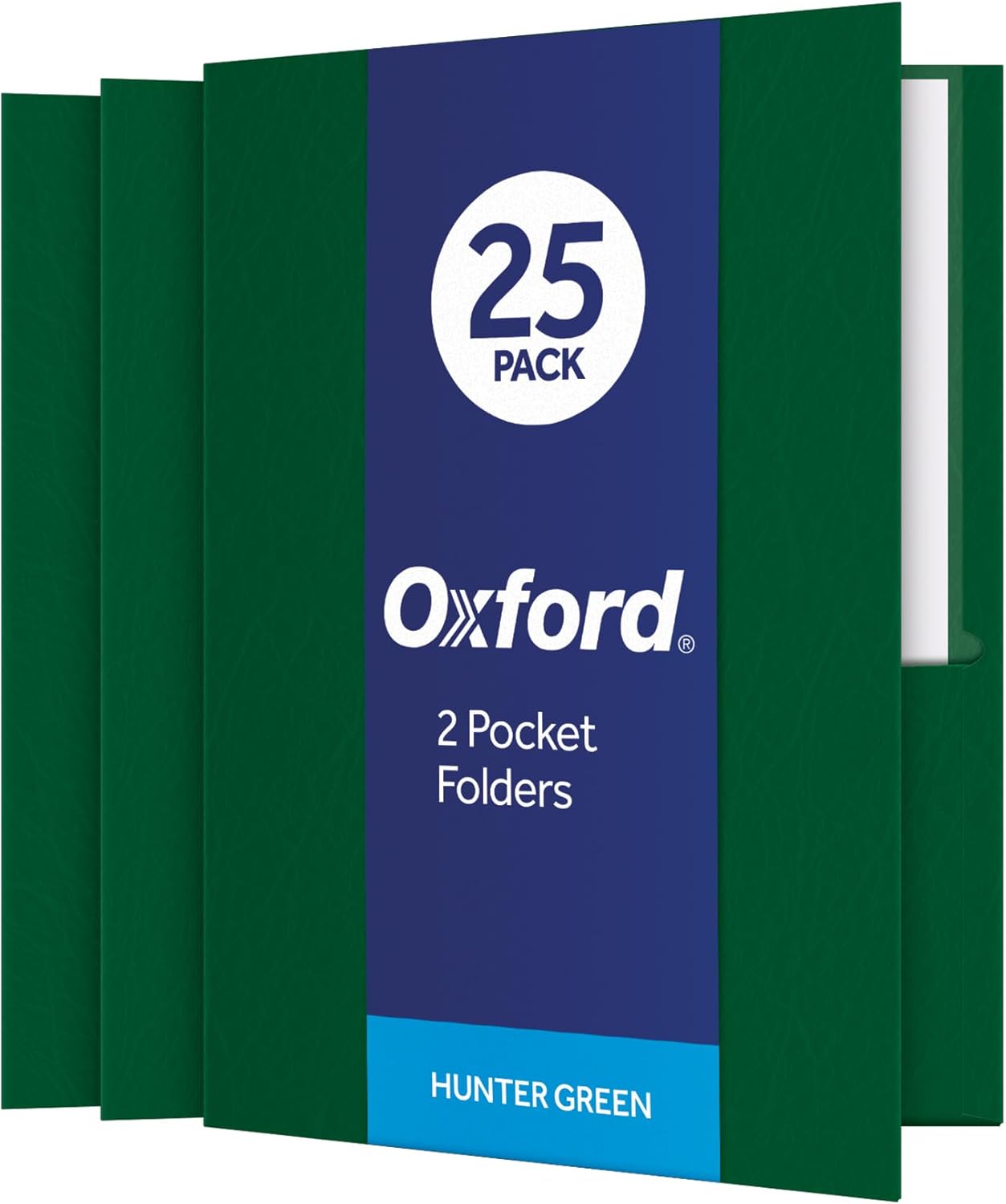 Oxford Twin-Pocket Folders, Textured Paper, Letter Size, Dark Blue, Holds 100 Sheets, Box of 25 (57538EE)