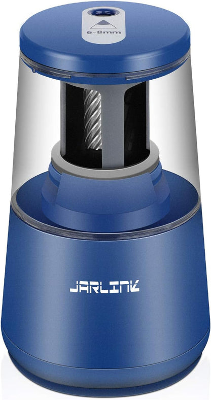 JARLINK Electric Pencil Sharpener, Heavy-Duty Helical Blade to Fast Sharpen, Auto Stop for No.2/Colored Pencils(6-8mm), AC Adapter/Battery Operated in School Classroom/Office/Home (Black)