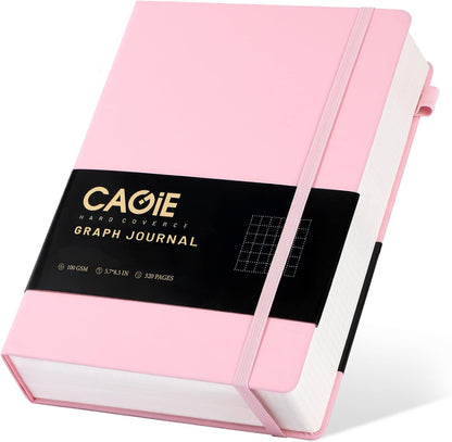 CAGIE Bullet Dotted Journal Notebook 320 Pages 100 GSM Paper Hardcover A5 Dot Grid Notebook Leather Journals for Writing Women Men Work Journaling, Green