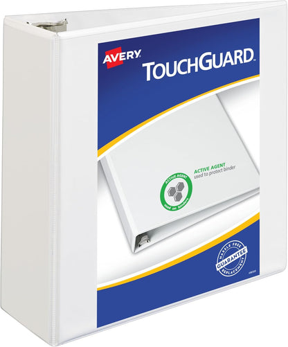 Avery TouchGuard Protection 3 Ring Binder, Customizable Cover, 1.5 Inch Slant Rings, 1 White Binder (17142)