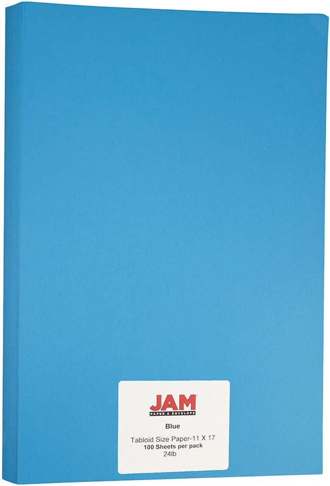 JAM PAPER Ledger Matte 24lb Paper - 90 gsm - 11 x 17 Tabloid - Yellow Recycled - 100 Sheets/Pack