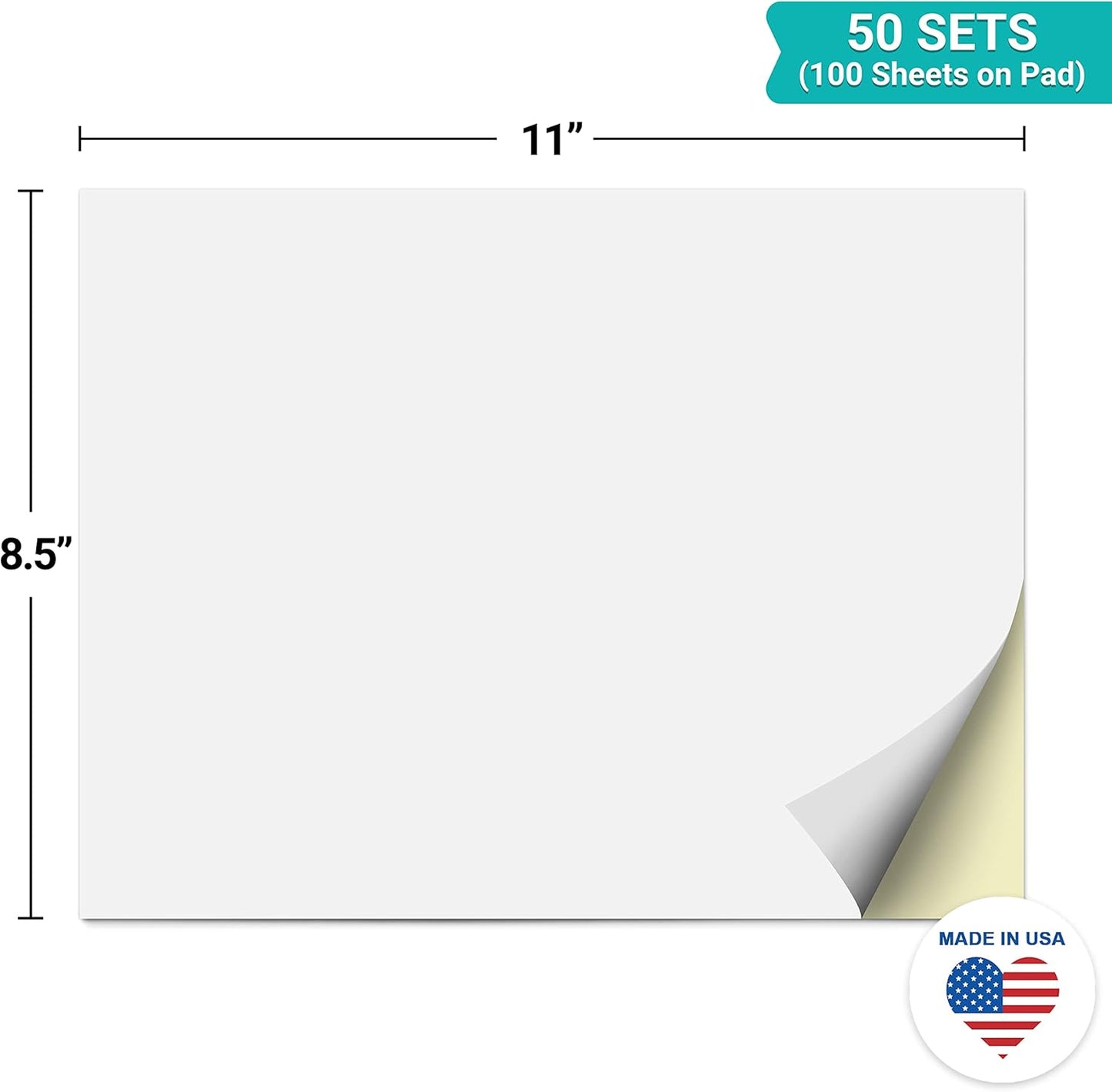 321Done 2-Part Blank Carbonless Notepad, 3.4x5.5 Portrait, Made in USA, Pocket Size Carbon Copy Memo Scratch Pad, Sketchbook, Cute Generic Small Business Order Book (50 Sets) White/Yellow