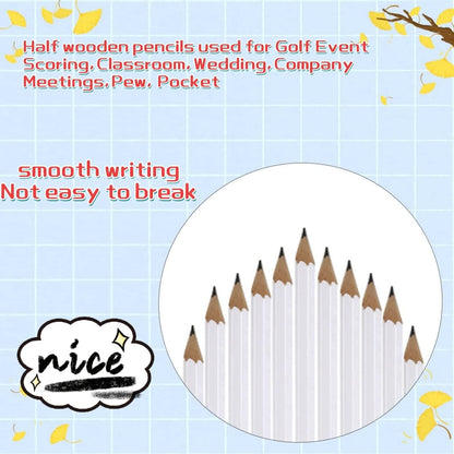 Adhere 25pcs Golf Pencils with Eraser Pre sharpened Hexagon half Wooden Pencils Graphite 2B for Golf Event Scoring,Classroom,Wedding,Company Meetings,Pew, Pocket (Nature)