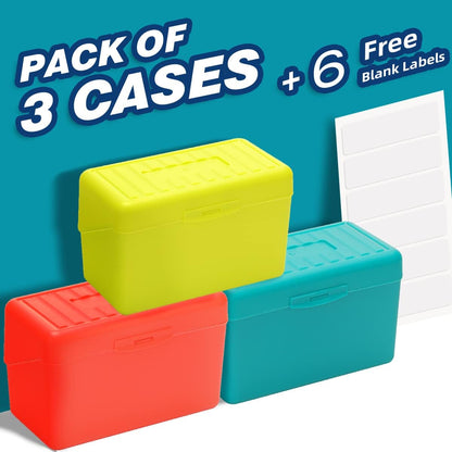 H4D Index Card Holder 3x5, Index Card Box Organizer Case, 3x5 Flash Note Card Holder, 3 Packs (Pastel Colors)