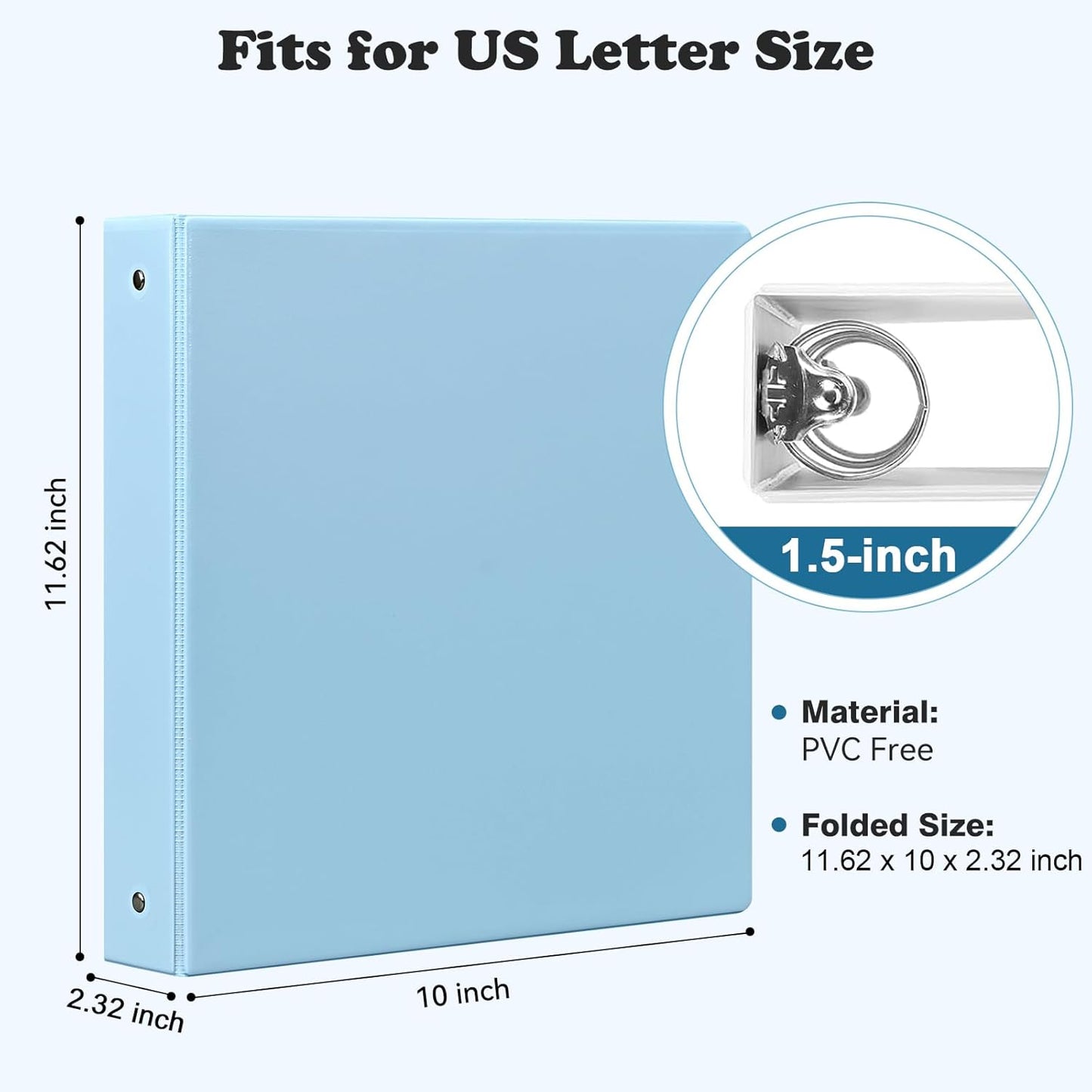 1.5-Inch 3-Ring Binder with Pockets, 1-1/2’’ Premium View Binders with Three Ring Binders Holds up to 325 Sheets US Letter Size, Bulk Pack of 6, Perfect for Home, Office, and School (1.5-inch) White