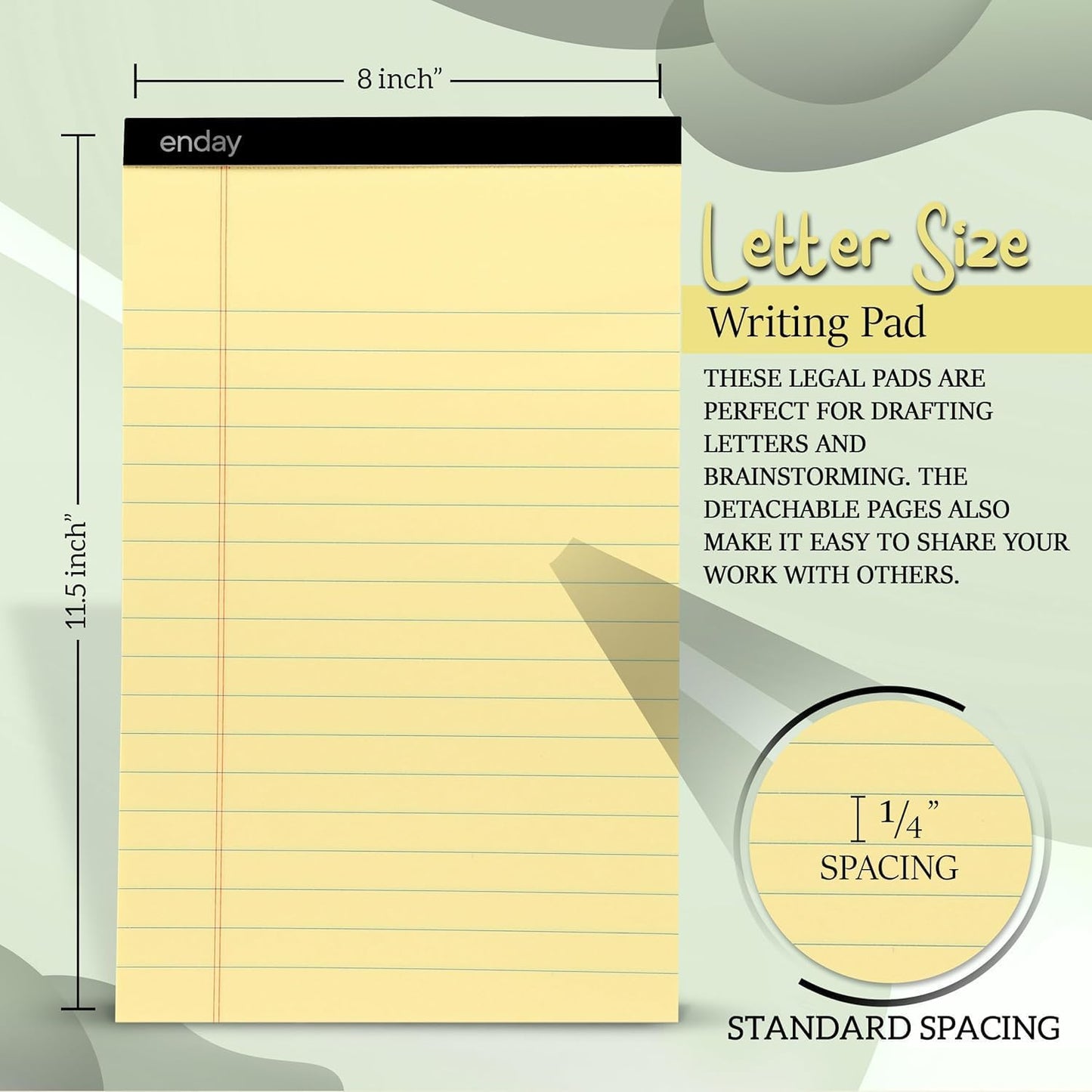 Enday 24 Pack Legal Pads 8.5 x 11 Inch, 50 Sheets per Notepad, White Note Pads, 1200 Sheets Writing Pads with Perforated Pages, White Paper Legal Pad for Work and Note-Taking