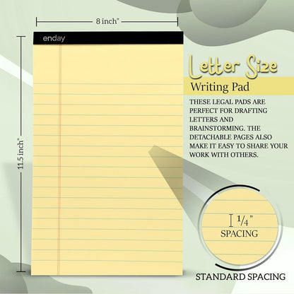Enday 24 Pack Legal Pads 8.5 x 11 Inch, 50 Sheets per Notepad, White Note Pads, 1200 Sheets Writing Pads with Perforated Pages, White Paper Legal Pad for Work and Note-Taking
