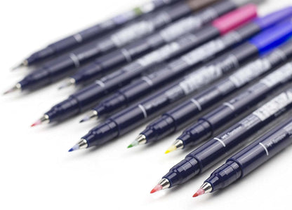 Tombow 62038 Fudenosuke Brush Pen, 2-Pack. Soft and Hard Tip Fudenosuke Brush Pens for Calligraphy and Art Drawings