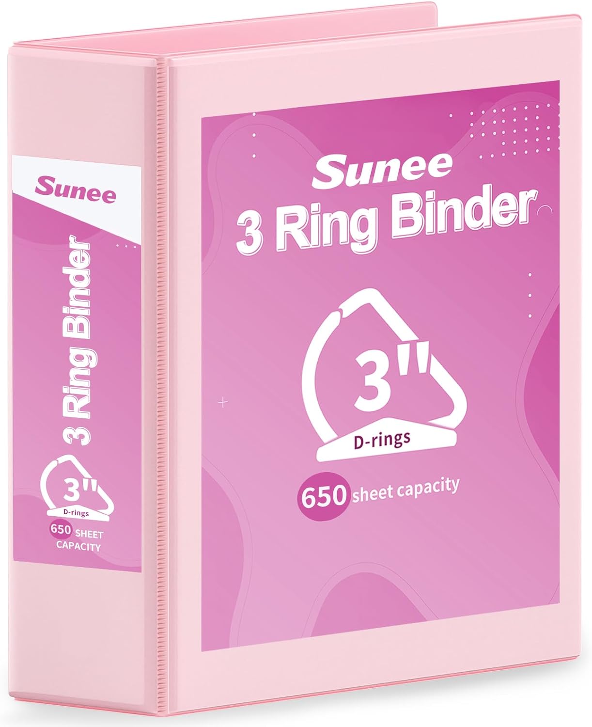 SUNEE 3 Ring Binder 2 Inch, Clear View Binder Three Ring PVC-Free (Fit 8.5x11 Inches) for School or Office Supplies, Light Purple, 1 Pack