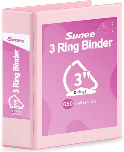 SUNEE 3 Ring Binder 2 Inch, Clear View Binder Three Ring PVC-Free (Fit 8.5x11 Inches) for School or Office Supplies, Light Purple, 1 Pack