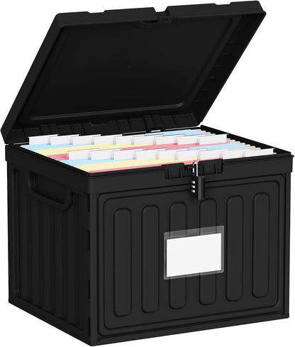 Oterri Plastic File Box with Lid for Letter Size Hanging File Folders, Hanging File Folder Box for Home, Office, School, File Cabinet, Assembly File Organizer, Pink，Large-1 Pack Without Folders