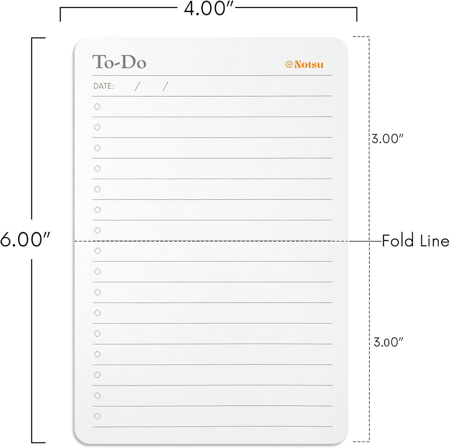 Notsu To Do List Grid Index Cards 3x5 | 50 Task Planner Foldable Vertical Notecards with Rounded Corners