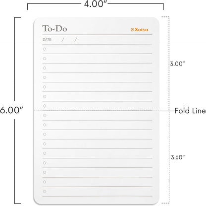 Notsu To Do List Grid Index Cards 3x5 | 50 Task Planner Foldable Vertical Notecards with Rounded Corners