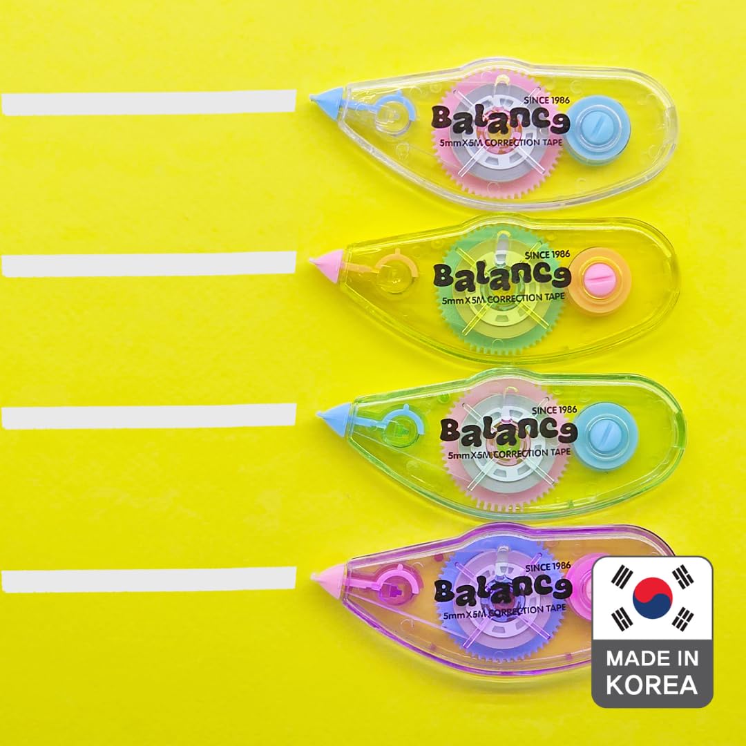 Correction Tape – Instant Dry Correction Tape for Smooth, Precise Corrections | Korea’s #1 Manufacturer | Office & School Supplies | 5mm x 5m (0.19 in x 5.47 yds) | 10 Pack