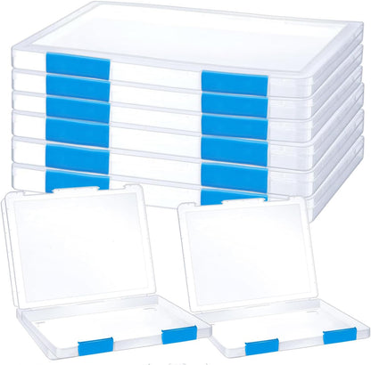 LonlyEagle 6 Pcs Clear A4 File Portable Project Case, Plastic Storage Box for 8.5" x 11" Letter Paper, Scrapbook Paper Storage Boxes Documents Magazines Holder