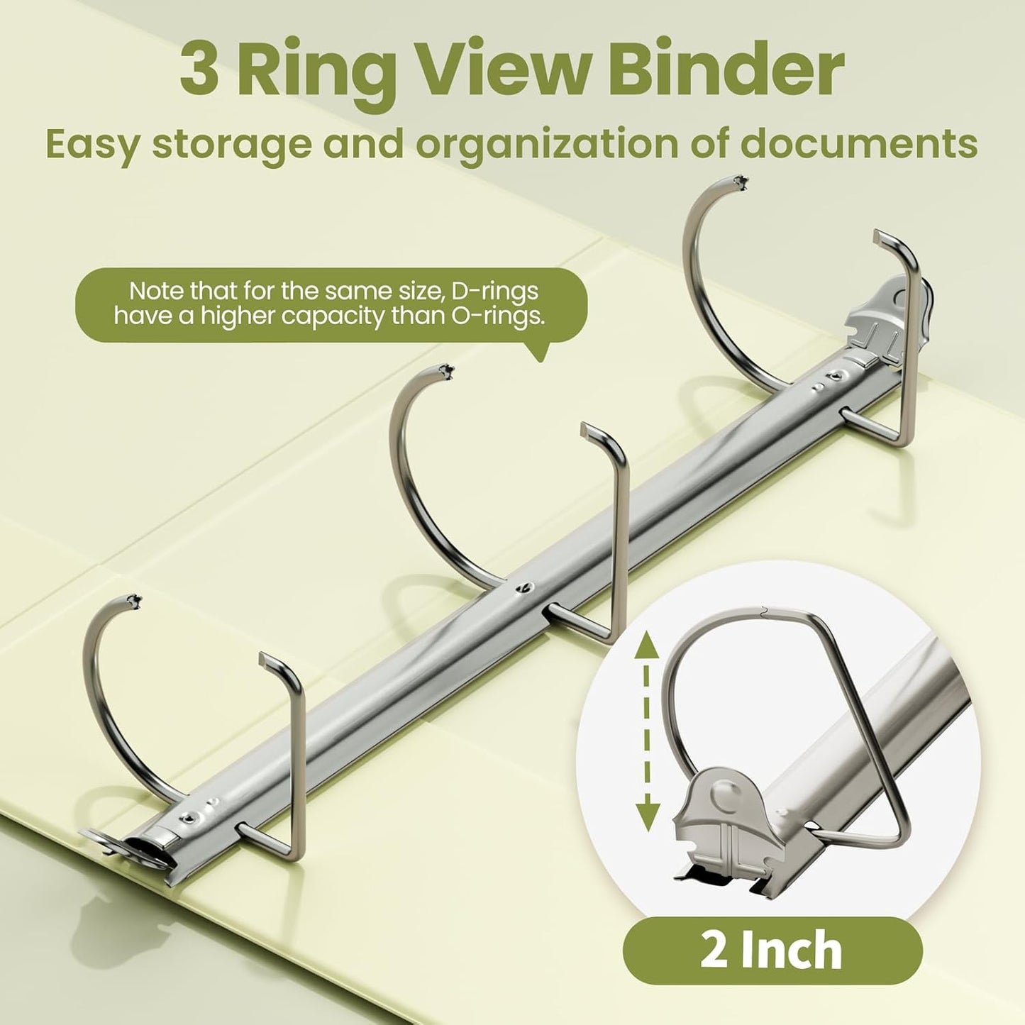 SUNEE 3 Ring Binder 2 Inch, Clear View Binder Three Ring PVC-Free (Fit 8.5x11 Inches) for School or Office Supplies, Light Purple, 1 Pack