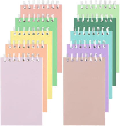 Hxezoc 10 Pack Small Pocket Notebooks, 3 x 5 Inches Mini Kraft Spiral Pocket Notebook with Lined Pages Memo Pads for Kids Home Office School Classroom Decoration Supplies