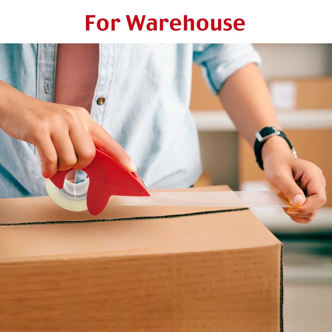 Packing Tape with Dispenser Clear Noiseless Packaging Tape for Shipping Moving Strong Sealing Adhesive Industrial Depot Tapes for Storage 1.96 inch x 33 Yards 1” Core 3 Pack
