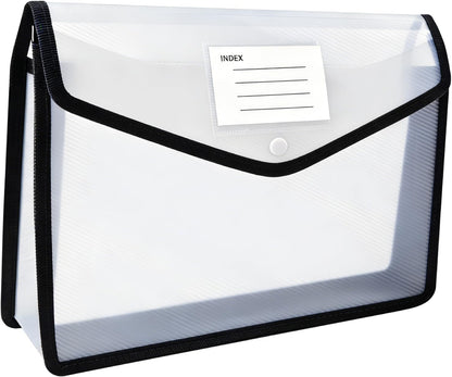 Plastic Expanding File Folder, Folders for Documents, Transparent Envelopes with Elastic Closure, File Folder Organizer Holder, Large Capacity, Fit Letter/A4 Size (2Pcs)
