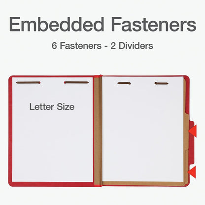 Pendaflex Classification Folders, Standard, 2 Dividers, Embedded Fasteners, 2/5 Cut Tab, Assorted, Letter Size, 10/BX (24025)
