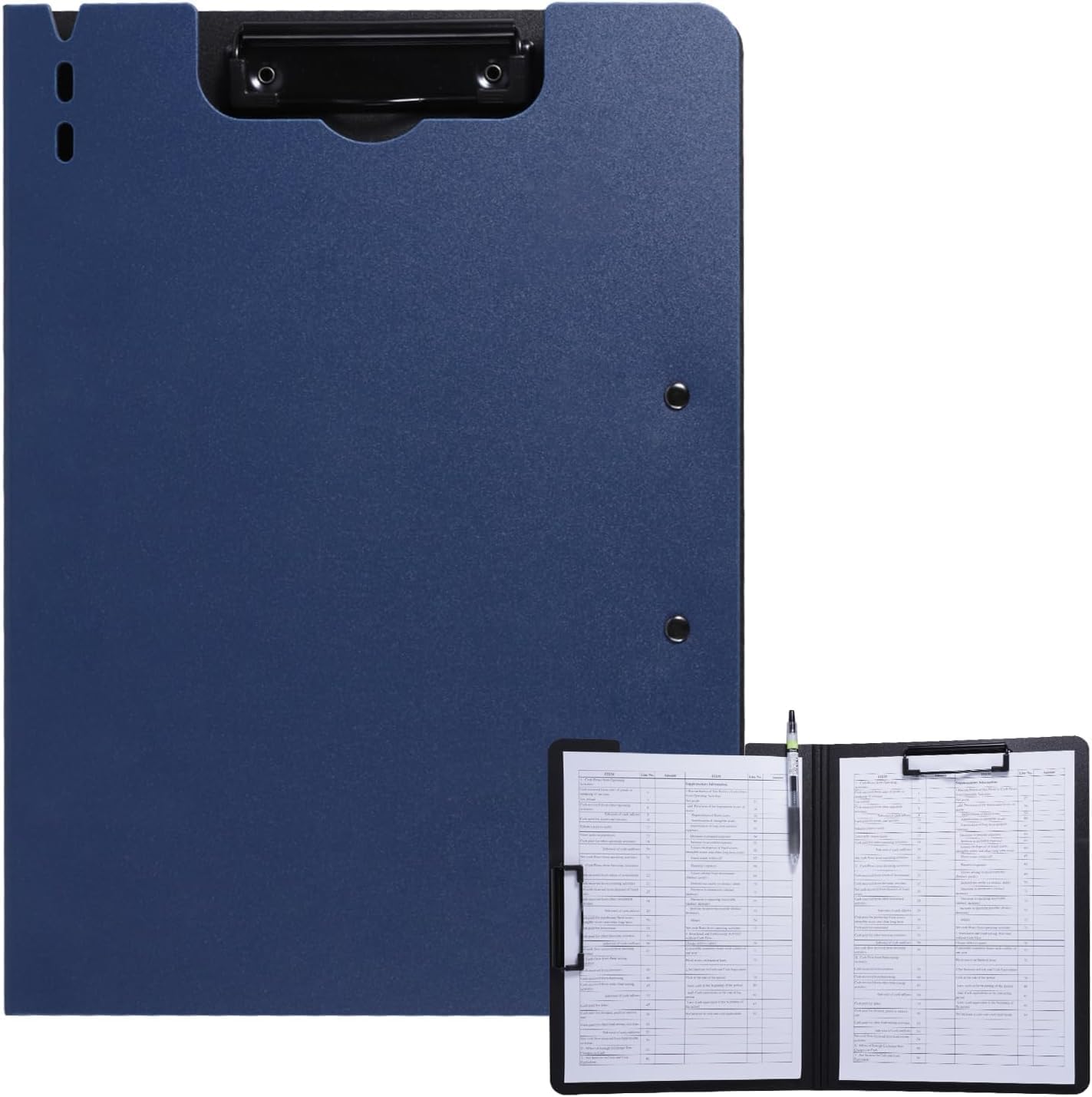 FRETONBA Clipboard Folder, A4 Foldable Clipboard with Horizontal and Vertical Double Metal Clips, 360 Degree Foldable Binder Clipboards with Pen Holder, File Cover Work Folder Clipboards, Green