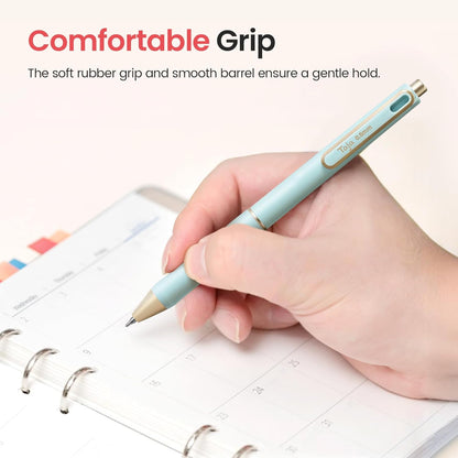 Taja Gel Pens, 6 Pcs Quick Dry Black Gel Ink Pens, 0.5mm Fine Point Smooth Writing Pens for Journaling and Note Taking, Cute Aesthetic Pens for Women & Men-Pastel