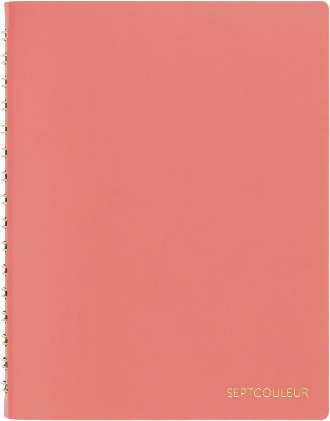 Maruman Septcouleur Grid Notebook- A5, 8.35" x 6.22", 100 Sheets / 200 Pages, 3mm Graph Paper Journal, Durable Rose Gold Wire-bound Spiral, Water Resistant Cover, Spicy Coral Pink, Made in Japan
