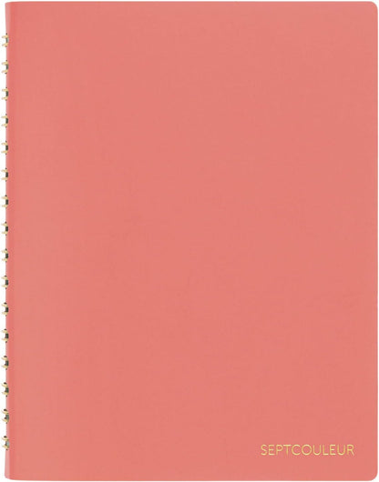 Maruman Septcouleur Grid Notebook- A5, 8.35" x 6.22", 100 Sheets / 200 Pages, 3mm Graph Paper Journal, Durable Rose Gold Wire-bound Spiral, Water Resistant Cover, Spicy Coral Pink, Made in Japan