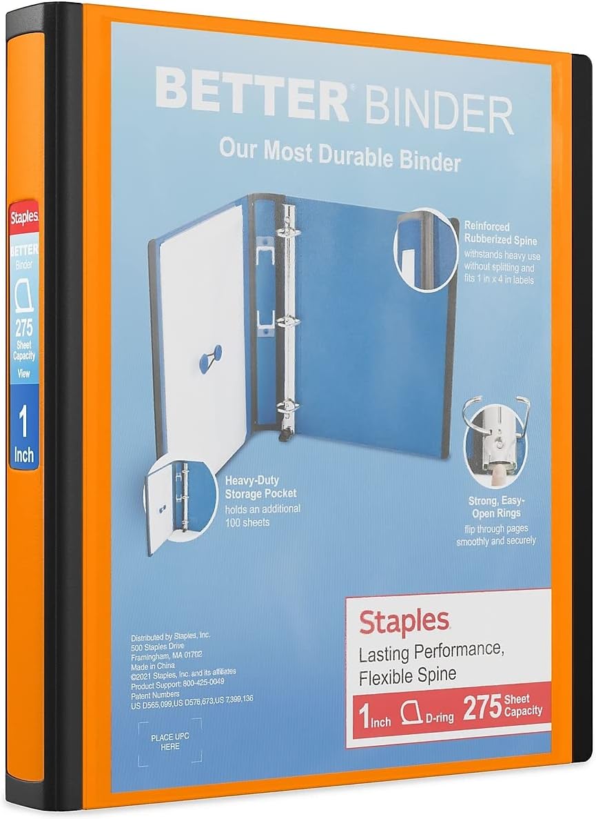 Staples Better Binder 2-Inch D-Ring View Binder, Reinforced Spine, Holds Up to 540 Sheets, Teal, for Office & School