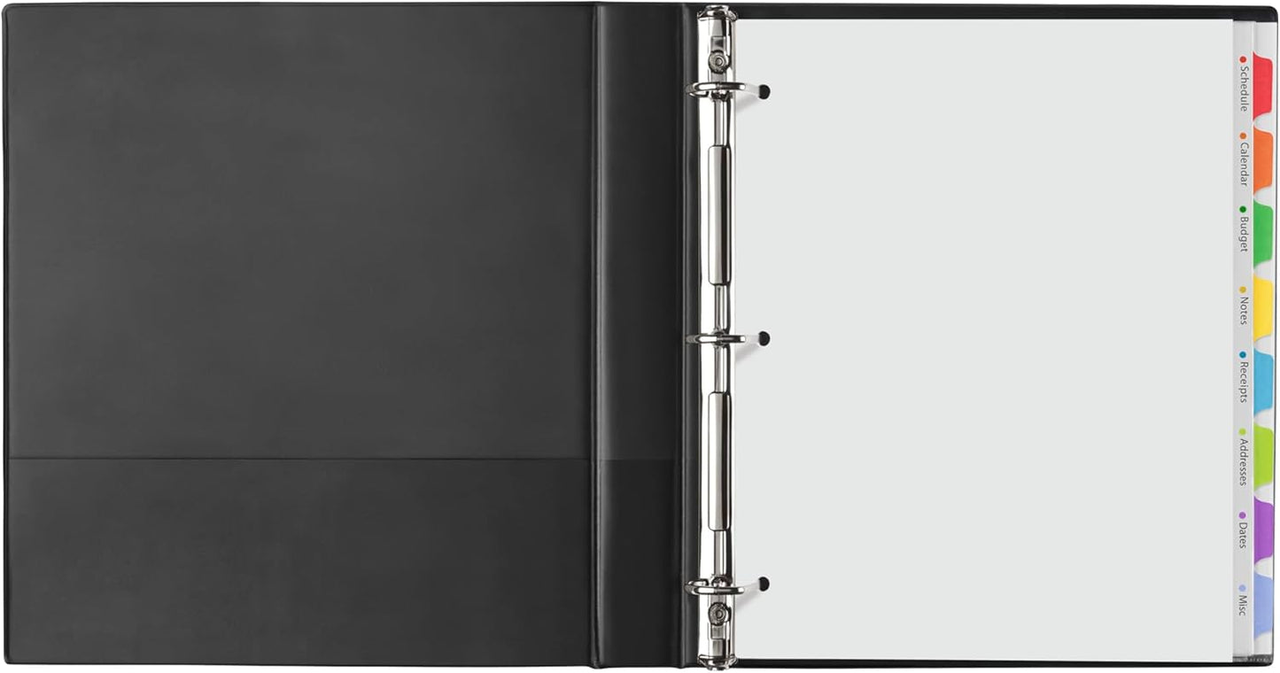 Avery Clear Easy View Durable Plastic Dividers for 3 Ring Binders, 8-Tab Set, Bright Multicolor, 1 Set (16741)