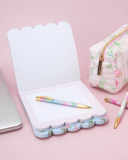 Laura Ashley 3-in-1 Scalloped Edge Layered Notepad – 6.5 x 7.5 Inch Writing Pad with 150 Lined Tear-Off Sheets, Elegant Heirloom Cottage Stationery, Glue-Bound with Sturdy Backboard