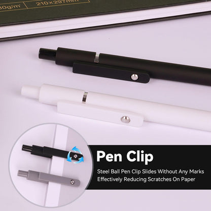 FIOVER 5pcs Gel Pens Quick Dry Ink Pens Fine Point Premium Retractable Rolling Ball Gel Pens Black Ink Smooth Writing for School Office Home