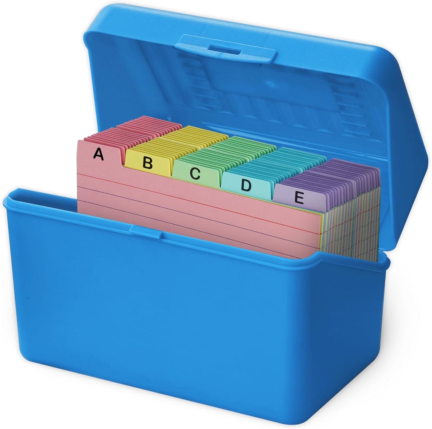 Olivo 4x6 Index Card Holder Box with 100 Cards Dividers Tabs 4"x 6", Blue