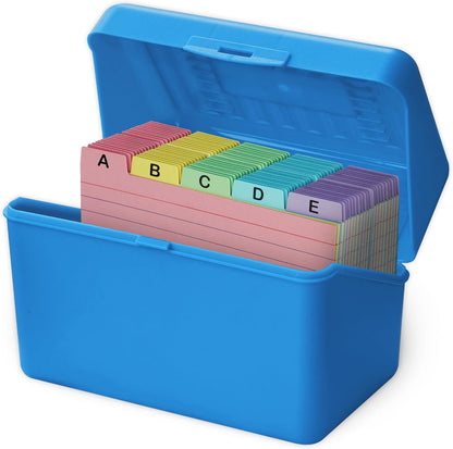 Olivo 4x6 Index Card Holder Box with 100 Cards Dividers Tabs 4"x 6", Blue