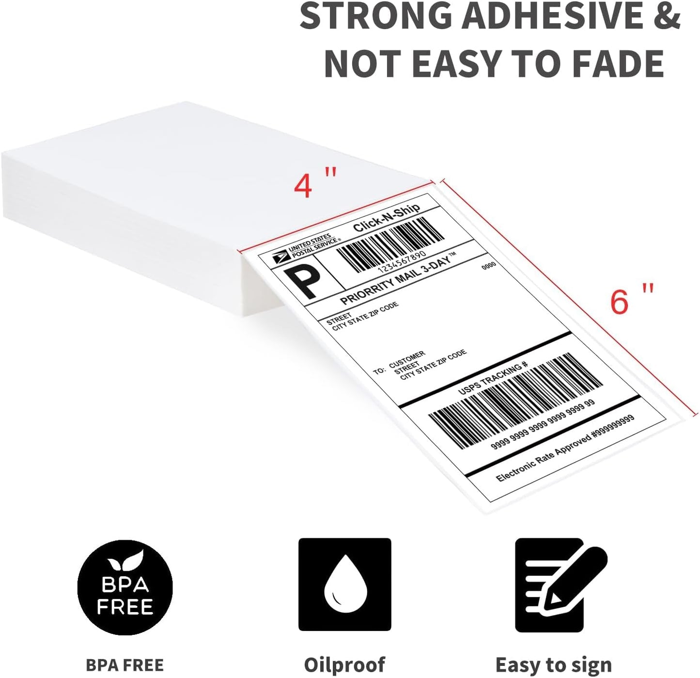 L LIKED 200 4x6 Thermal Labels Fanfold, Direct Thermal Shipping Labels - Perforated and Strong Adhesive