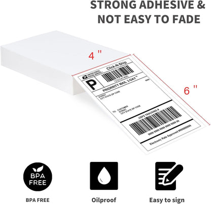 L LIKED 200 4x6 Thermal Labels Fanfold, Direct Thermal Shipping Labels - Perforated and Strong Adhesive