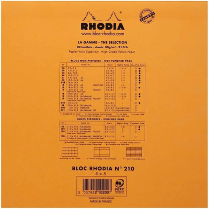 Rhodia Head Stapled Pad, No16 A5, Dot - Black