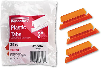 Pendaflex Hanging Folder Tabs, 2", Clear Yellow, 25 Tabs and Inserts per Pack (42 YEL)
